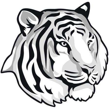 Tiger head. Mascot template. Vector illustration ready for vinyl cutting.のイラスト素材