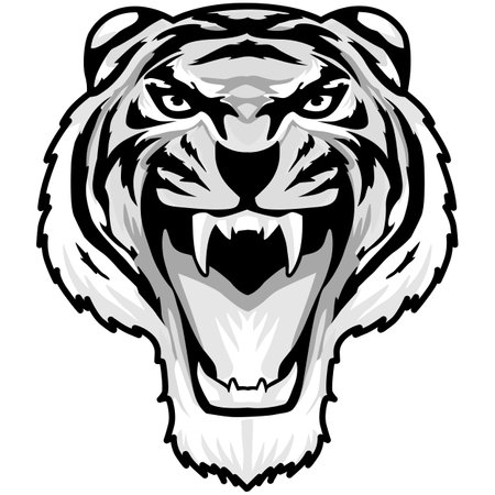 Tiger Mascot. Vector illustration ready for vinyl cutting.のイラスト素材