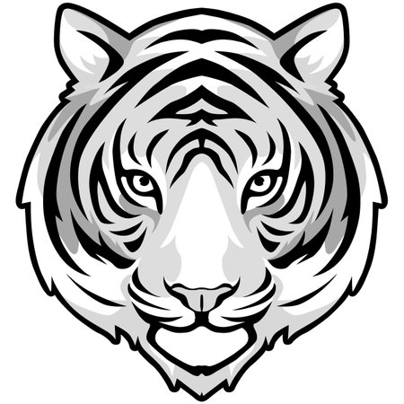 Tiger head mascot isolated on the white background. Vector illustration.のイラスト素材