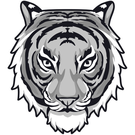 Tiger head isolated on a white background. Vector illustration ready for vinyl cutting.のイラスト素材