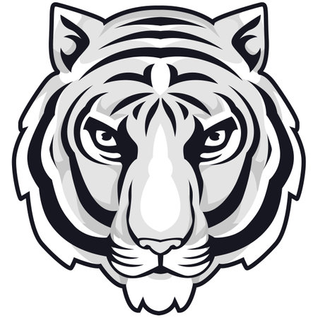 Tiger head isolated on white. Vector illustration ready for vinyl cutting.のイラスト素材