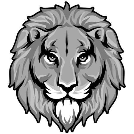Lion head mascot isolated on a white background. Vector illustration.のイラスト素材