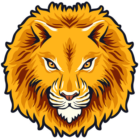 Lion head mascot logo. Vector illustration ready for vinyl cutting.のイラスト素材