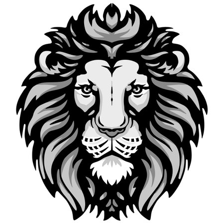 Lion head. Vector illustration ready for vinyl cutting. Mascot template.のイラスト素材
