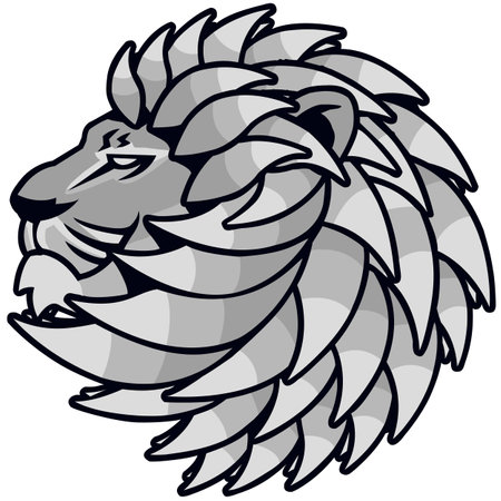 Lion Head Mascot. Vector illustration ready for vinyl cutting.のイラスト素材