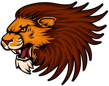 Lion Head Mascot. Vector illustration ready for vinyl cutting.のイラスト素材