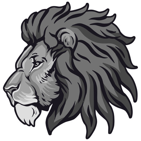 Lion head. Mascot template. Vector illustration ready for vinyl cutting.のイラスト素材