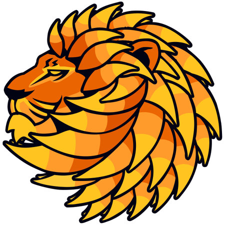 Illustration of a lion head on white background done in cartoon style.のイラスト素材