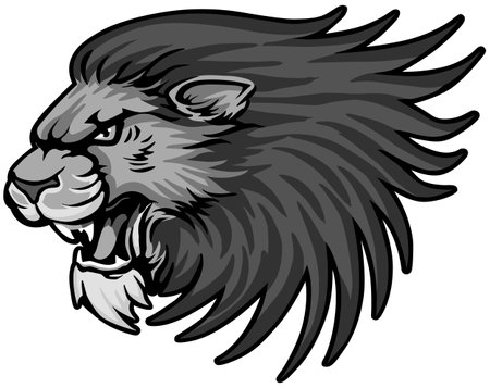 Lion Mascot. Vector illustration ready for vinyl cutting.のイラスト素材