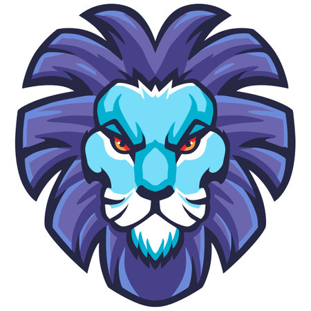 Lion head mascot logo. Vector illustration of a wild lion head mascot isolated on white background.のイラスト素材