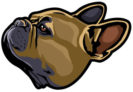 French bulldog head. Vector illustration ready for vinyl cutting on white background.のイラスト素材