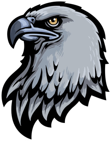 Eagle head - vector illustration - color + b/w versionsのイラスト素材