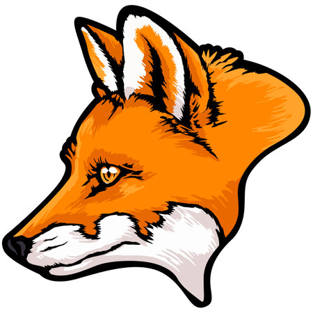 Illustration of a Red Fox Head Mascot on White Backgroundのイラスト素材