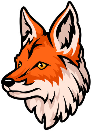 Fox Head - Vector Illustration, Isolated Object on White Backgroundのイラスト素材