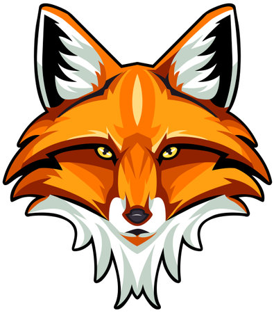 Illustration of a Fox Head Mascot Design on White Backgroundのイラスト素材