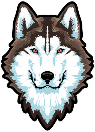 Siberian husky head mascot. Vector illustration ready for vinyl cutting.のイラスト素材