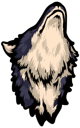 Wolf head on a white background. Vector illustration, no gradients.のイラスト素材