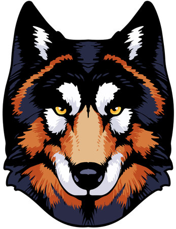 Siberian husky head. Vector illustration ready for vinyl cutting.のイラスト素材