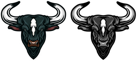 Bulls head.Mascot Templates.Vector illustration ready for vinyl cutting.のイラスト素材