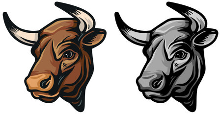 Bull head. Mascot template. Vector illustration ready for vinyl cutting.のイラスト素材