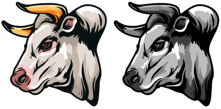 Cow head. Mascot template. Vector illustration ready for vinyl cutting.のイラスト素材