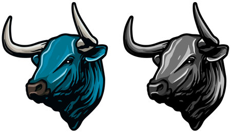 Bull head. Mascot template. Vector illustration ready for vinyl cutting.のイラスト素材