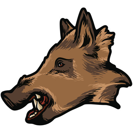 Illustration of a head of a German Shepherd dog with open mouthのイラスト素材
