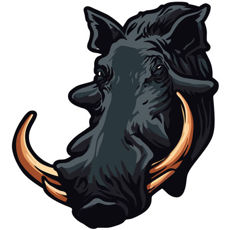 Warthog head. Mascot template. Vector illustration ready for vinyl cutting.のイラスト素材