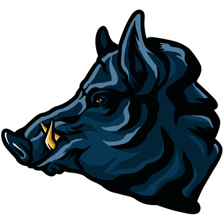 Illustration of a head of a big black dog on a white backgroundのイラスト素材