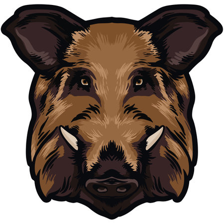 Wild boar head. Mascot template. Vector illustration ready for vinyl cutting.の写真素材