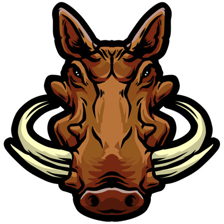 Warthog head. Mascot template. Vector illustration ready for vinyl cutting.のイラスト素材