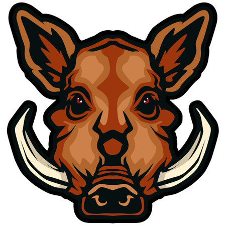 Warthog head. Vector illustration of a wild boar head.のイラスト素材