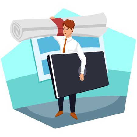 Businessman with a briefcase. Vector illustration in flat style.のイラスト素材
