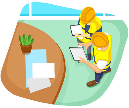 Flat design vector illustration concept of business people working together in officeのイラスト素材