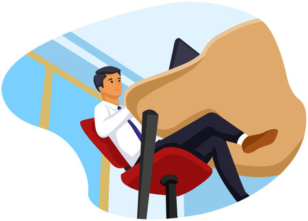 Illustration of a Businessman Sitting on a Chair in a Officeのイラスト素材