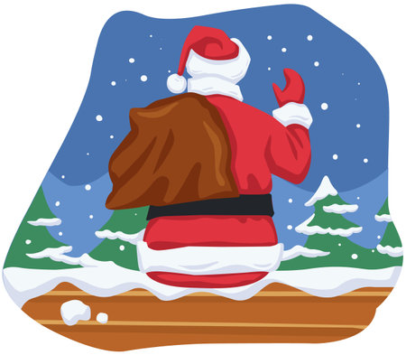 Illustration of a Santa Claus carrying a big sack full of giftsのイラスト素材