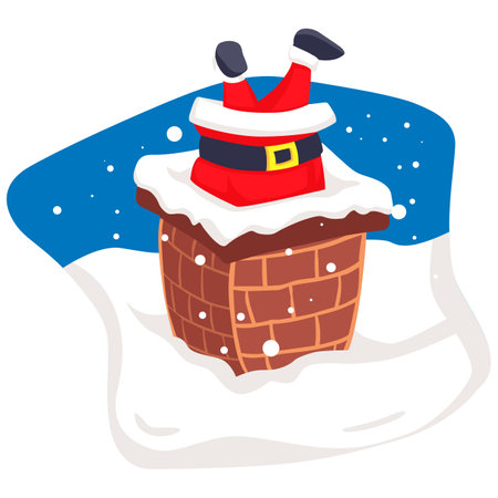 Santa Claus in a chimney. Vector illustration on white background.のイラスト素材