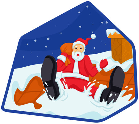 Illustration of a Santa Claus Riding a Snowboard in the Snowのイラスト素材