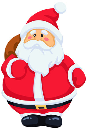 santa claus sitting on a bag of gifts, vector illustrationのイラスト素材