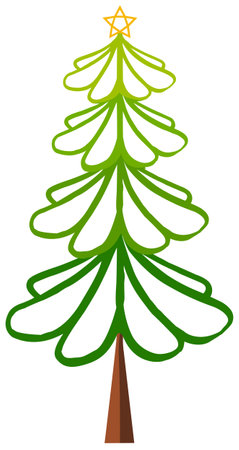 Illustration of a green christmas tree on a white background.のイラスト素材