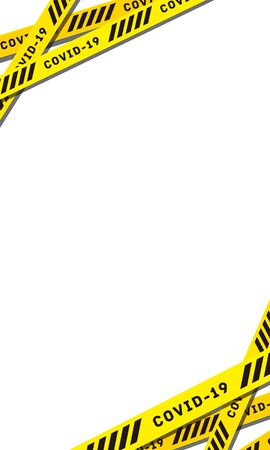 Warning tape on black background of COVID-19のイラスト素材