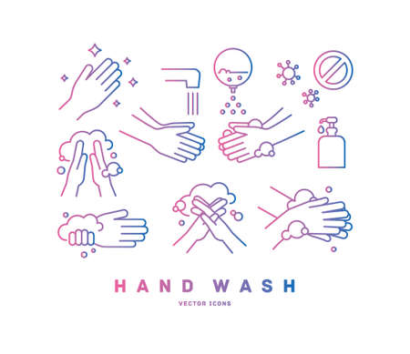 [Hand wash] vector iconsのイラスト素材