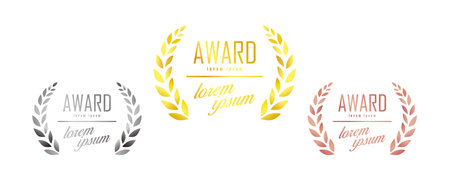 Gold, silver and bronze award icon setのイラスト素材
