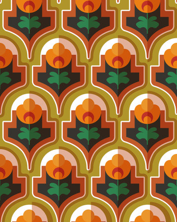 70's retro seamless wallpaper pattern material / vector illustrationのイラスト素材