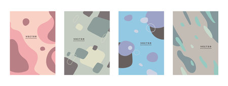 Vector set of abstract backgrounds in minimal style with copy space for text / design templates, stylish minimal wallpaper designのイラスト素材