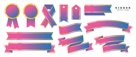 ribbon icons in various shapes vector illustrationのイラスト素材