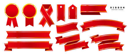 ribbon icons in various shapes vector illustrationのイラスト素材