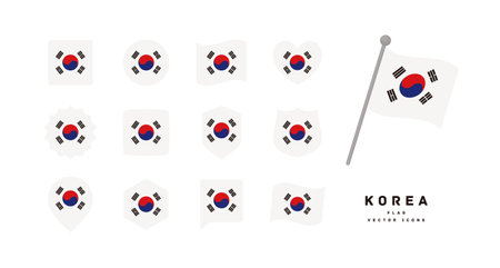 Korean flag icon set vector illustrationのイラスト素材