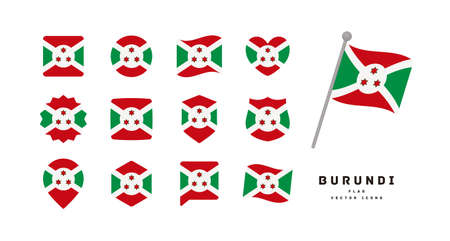 Burundi flag icon set vector illustrationのイラスト素材