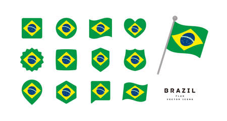 Brazil flag icon set vector illustrationのイラスト素材